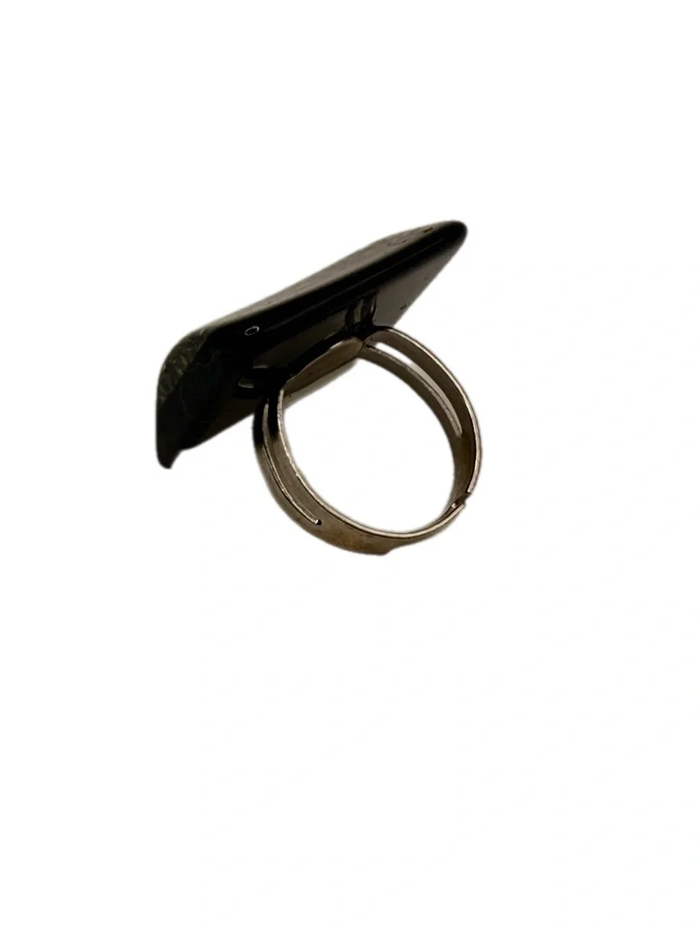 Black Acrylic Sparkle Glitter Square Statement Ring Adjustable